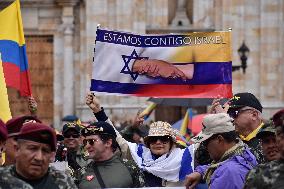 Colombian Military Veterans hold Anti-Government Protest