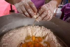Preparation Of Pan De Muerto On The Occasion Of The Day Of The Dead In Mexico