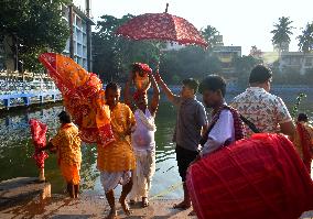 People Are Celebrating The Durga Puja Festival In Kolkata, India