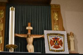 Prayer Service For Injured City Of Baltimore Firefighter