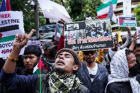 Pro-Palestinian Demonstration Outside Israel's Embassy In Bangkok.