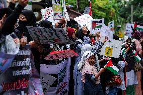 Pro-Palestinian Demonstration Outside Israel's Embassy In Bangkok.