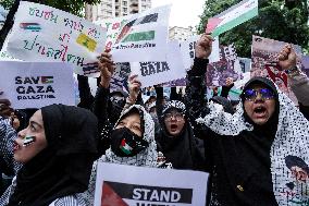 Pro-Palestinian Demonstration Outside Israel's Embassy In Bangkok.