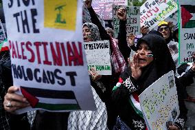 Pro-Palestinian Demonstration Outside Israel's Embassy In Bangkok.