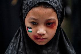 Pro-Palestinian Demonstration Outside Israel's Embassy In Bangkok.