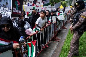 Pro-Palestinian Demonstration Outside Israel's Embassy In Bangkok.