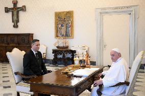 Pope Francis Receives Bosnian politician Denis Becirovic