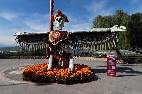 Cardboard Monumental Skulls Was Installed In Atlixco Main Square