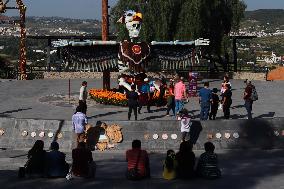 Cardboard Monumental Skulls Was Installed In Atlixco Main Square