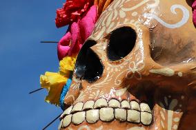 Cardboard Monumental Skulls Was Installed In Atlixco Main Square