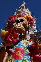 Cardboard Monumental Skulls Was Installed In Atlixco Main Square