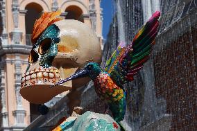 Cardboard Monumental Skulls Was Installed In Atlixco Main Square