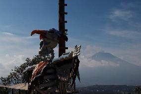 Cardboard Monumental Skulls Was Installed In Atlixco Main Square