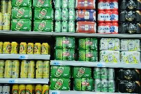 Many Beer Brands Displayed at A Store in Nanjing