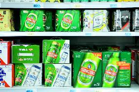 Many Beer Brands Displayed at A Store in Nanjing