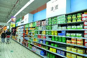 Many Beer Brands Displayed at A Store in Nanjing