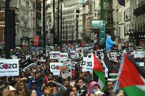 Pro Palestine Protest In London After Israel Launched A Counter Offensive Into Gaza