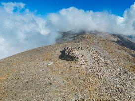 Aerial View Of Psiloritis Peak The Highest Summit Of Crete Island