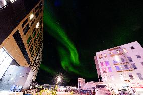 The Northern Lights Appear In The Sky Over Svolvaer