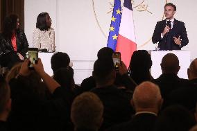President Macron Meets With Educators For Professional Integration Through Sports - Paris