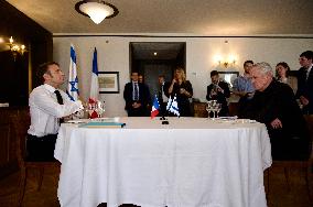 Macron Meets Benny Gantz - Jerusalem