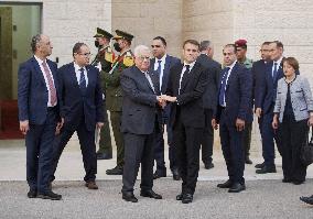 Emmanuel Macron Meets With Mahmoud Abbas