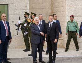 Emmanuel Macron Meets With Mahmoud Abbas