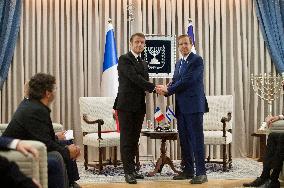 Macron Meets Herzog - Jerusalem