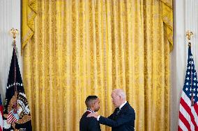 President Joe Biden Holds Ceremony For National Medal of Science and National Medal of Technology and Innovation Reciepients