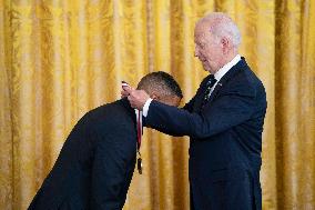 President Joe Biden Holds Ceremony For National Medal of Science and National Medal of Technology and Innovation Reciepients