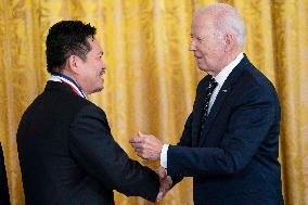 President Joe Biden Holds Ceremony For National Medal of Science and National Medal of Technology and Innovation Reciepients