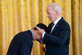 President Joe Biden Holds Ceremony For National Medal of Science and National Medal of Technology and Innovation Reciepients