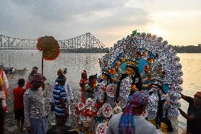 Immersion Of Idols On The Last Day Of Durga Puja In Kolkata