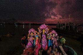 Immersion Of Idols On The Last Day Of Durga Puja In Kolkata