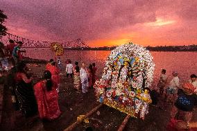 Immersion Of Idols On The Last Day Of Durga Puja In Kolkata