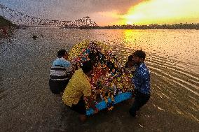 Immersion Of Idols On The Last Day Of Durga Puja In Kolkata