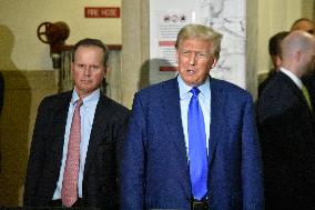 Former President Of The United States Donald J. Trump At Civil Fraud Trial With Michael Cohen