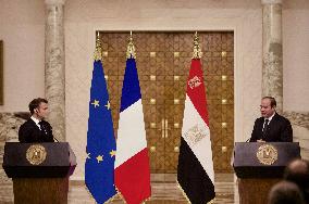 French president And Egyptian President Press Conference - Cairo