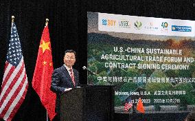 U.S.-IOWA-DES MOINES-CHINA-U.S. SUSTAINABLE AGRICULTURAL TRADE FORUM & CONTRACT SIGNING CEREMONY
