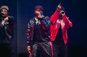50 Cent And Busta Rhymes Perform  During The Final Lap Tour In Milan
