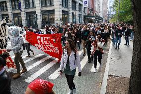 NYU Students Stage Pro-Palestine Protest In Washington Square Park