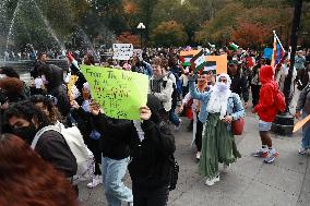 NYU Students Stage Pro-Palestine Protest In Washington Square Park