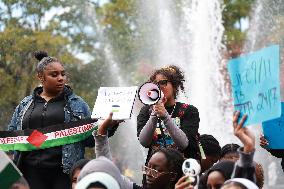 NYU Students Stage Pro-Palestine Protest In Washington Square Park