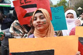 NYU Students Stage Pro-Palestine Protest In Washington Square Park