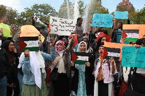 NYU Students Stage Pro-Palestine Protest In Washington Square Park