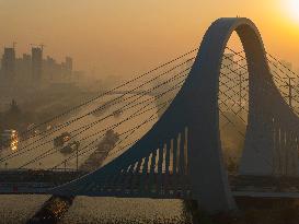 Ships Sail on The Beijing-Hangzhou Grand Canal in Huai 'an