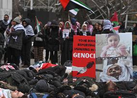 Pro-Palestinian Solidarity Protest 'Die-In For Gaza' In Edmonton