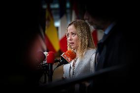 Giorgia Meloni Prime Minister Of Italy At The European Council