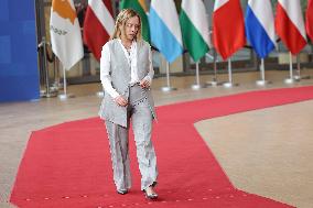 Giorgia Meloni Prime Minister Of Italy At The European Council