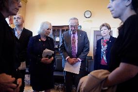 Sen Schumer Hold A Families Of Hostages By Hamas Photo Opportunity